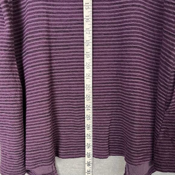 Cut Loose Open Front Long Cardigan Size M Pockets Fringe Stripe Textured Duster - Picture 11 of 15